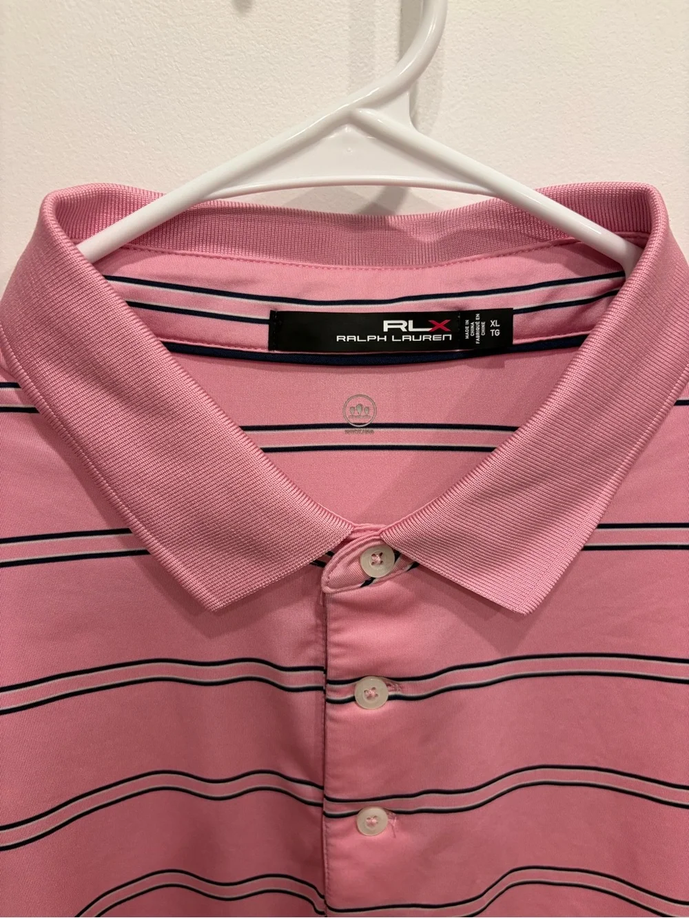 Ralph Lauren Pink Polo with Navy and White Stripes